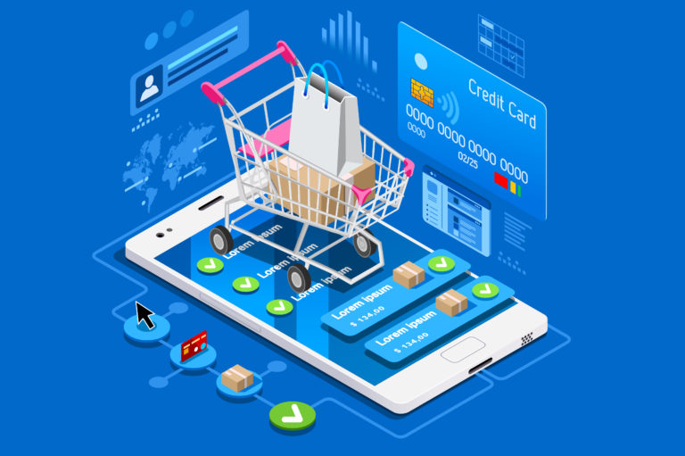 Illustration of an ecommerce shopping cart